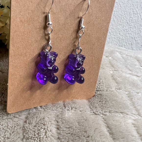 Purple Gummy Bear Earrings - Picture 2 of 3